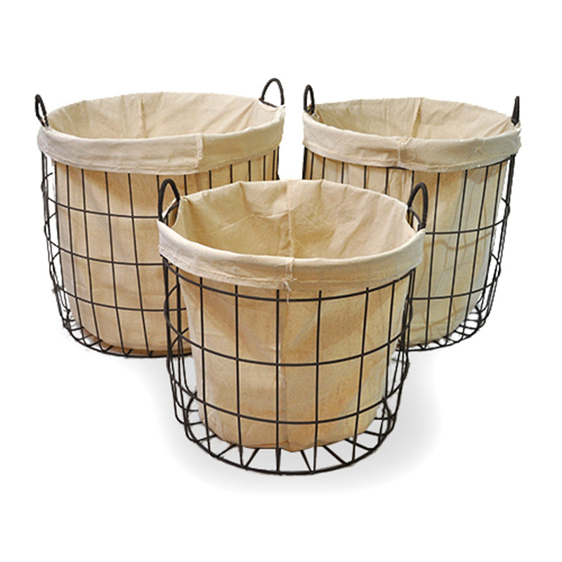 Gracie Oaks Round 3 Piece Metal Utility Basket Set Wayfair